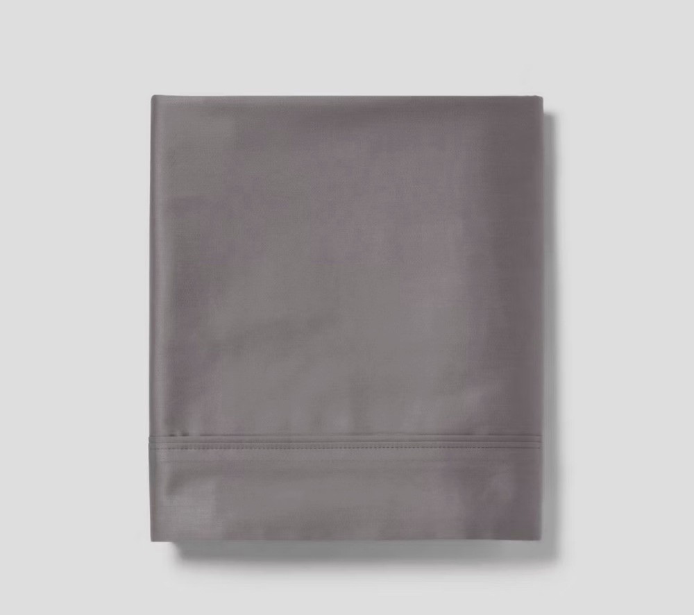 New Threshold KING Performance Flat Sheet Silky Sateen GRAY 400