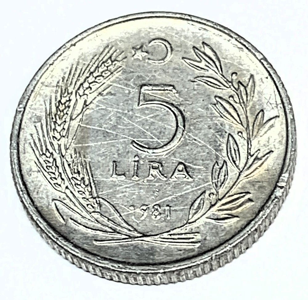 # C4419 TURKEY COIN, FIVE LIRA 1981