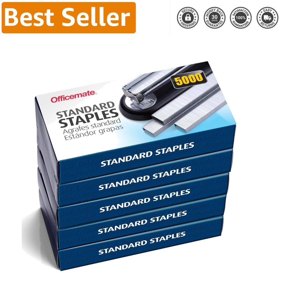 Chisel Point Standard Staples, 5-Pack, 20 Sheets Capacity - Reliable and Durable
