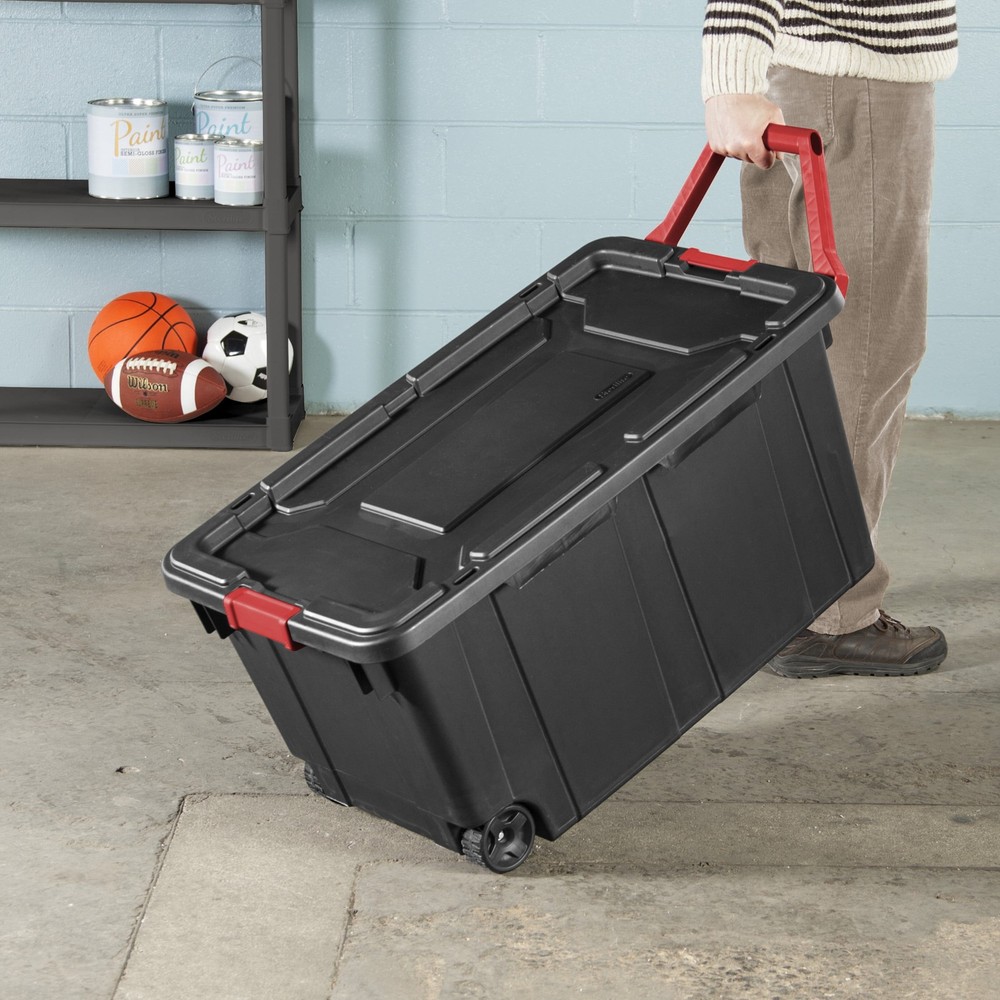 Sterilite Extra Large Storage Bin 40 Gal Wheeled Rolling Storage Container 2PK