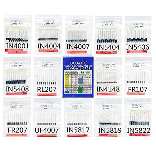 BOJACK 14 Value 240 pcs Diode Assortment Kit Contain Rectifier/Fast