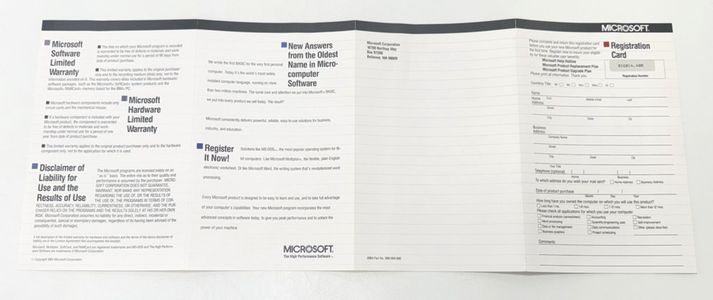 Microsoft Macro Assembler MS-DOS Version 4 Manual, Software, Acrylic Case 1984