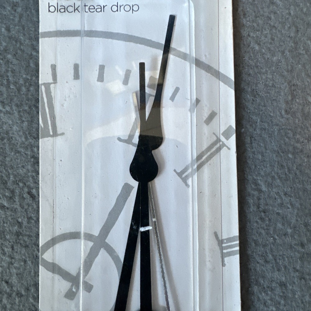 Plaid Clock Accessories - Black Tear Drop Clock Hands 4 1/2" - 3 pc - New