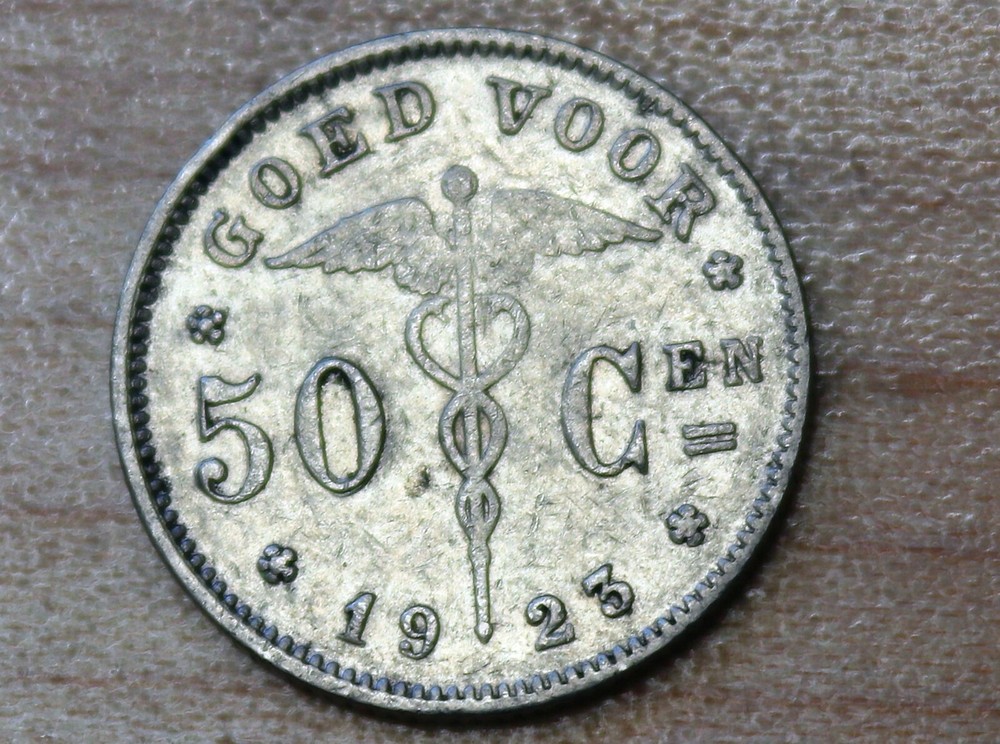 1923 Belgium 50 Centimes Dutch text