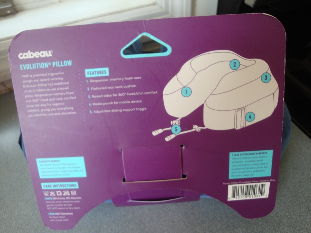 NEW CABEAU EVOLUTION COMPACT TRAVEL PILLOW MEMORY FOAM CORE PERFORMANCE LEVEL 4