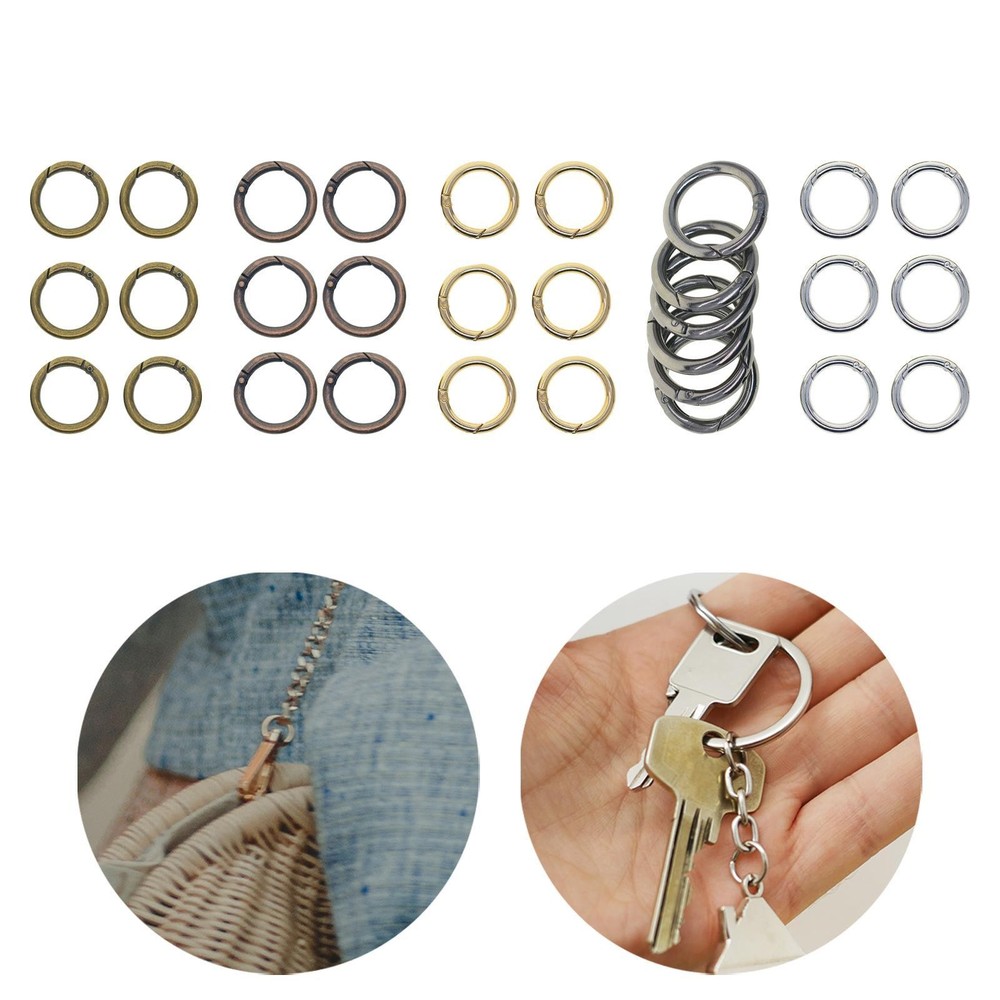 6Pcs Spring Gate O Rings Push Gate Snap Hook Spring Keyrings DIY Accessory