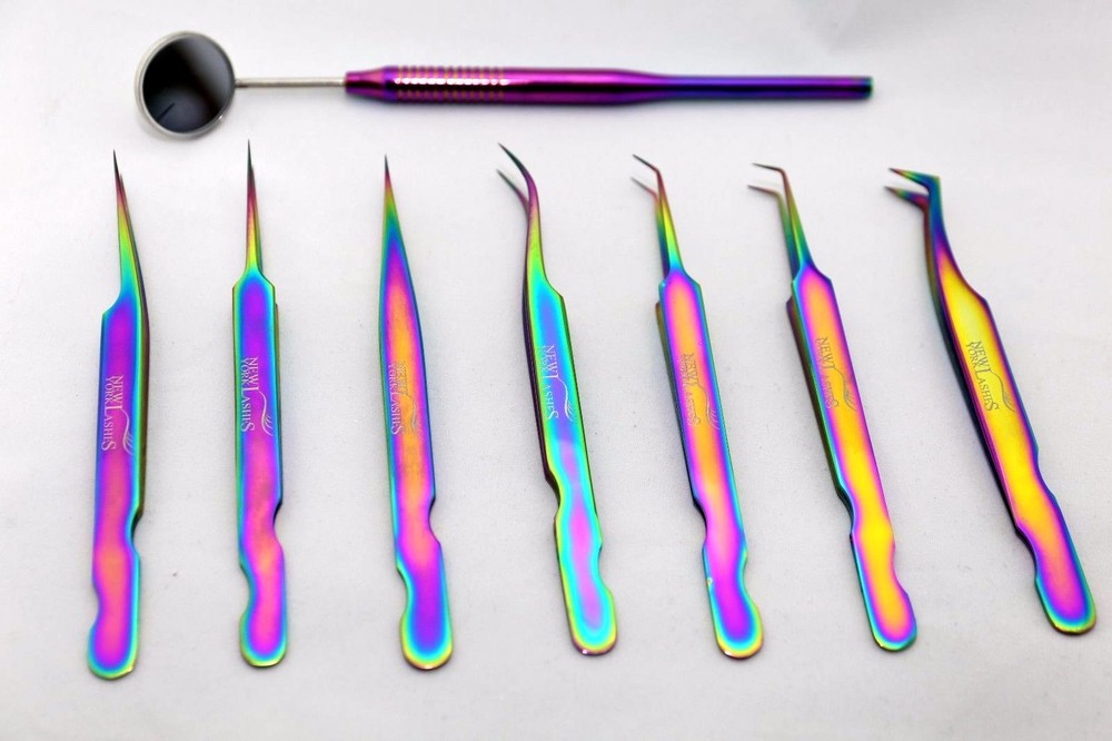 Eyelash Extensions Rainbow Multi-Color Tweezers