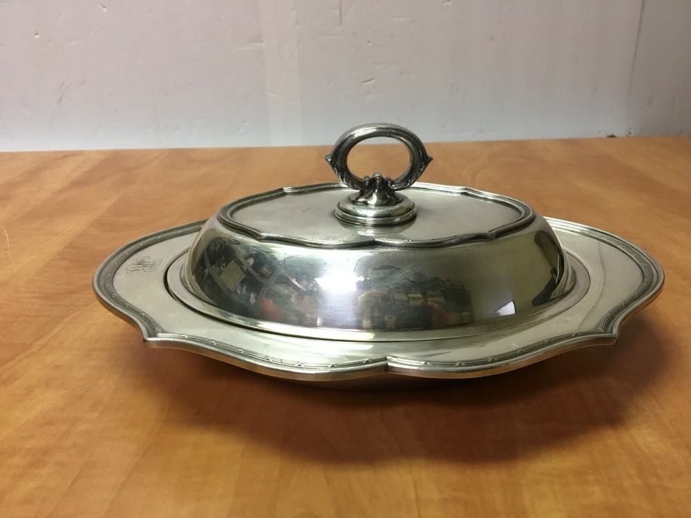Vintage Sheffield Silver Co Divided Vegetable Serving Bowl Dish with Lid #2225