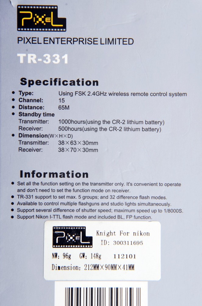 Nikon PIXEL TR-331RX Knight - only transmitter!