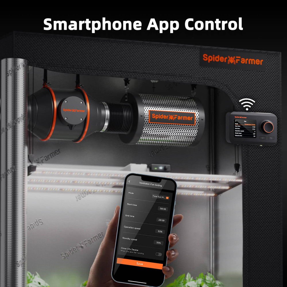 Spider Farmer 4"6" Inline Fan Ventilation Combo w/GGS Controller Kits,APPControl