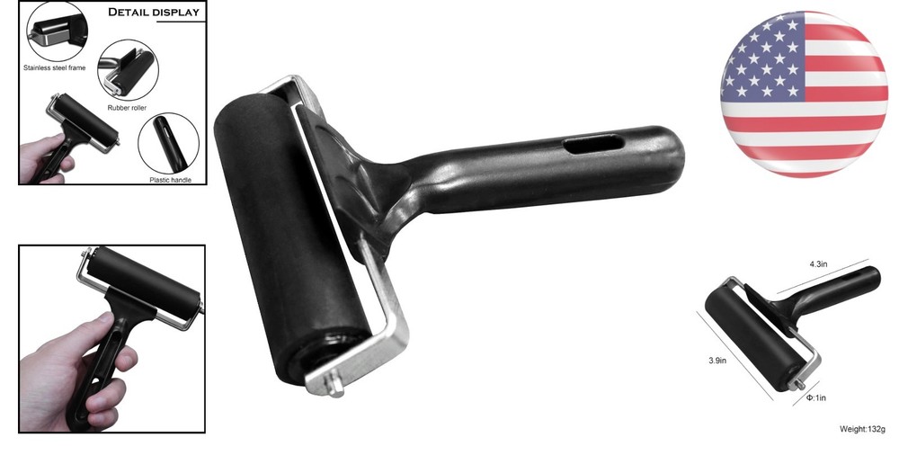 4-Inch Rubber Roller for Flooring Installation and Printmaking - Light & Durable
