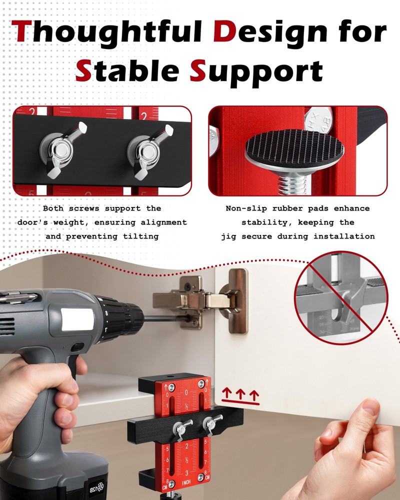 Cabinet Hinge Installation Jig for Efficient Mounting, 1 Pack, Red