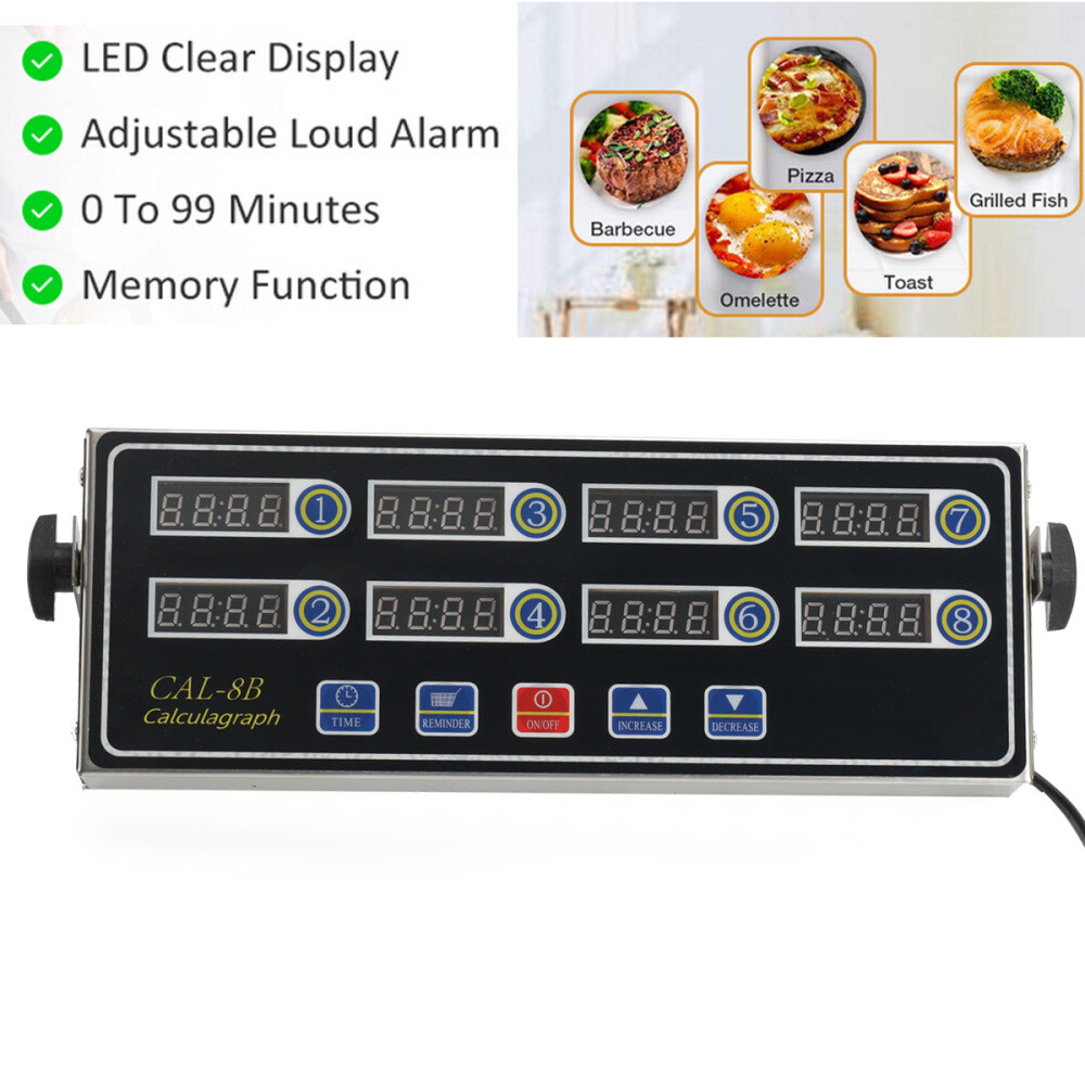 8 Channel Commercial Digital Timer Calculagraph Kitchen Loud Countdown Modern