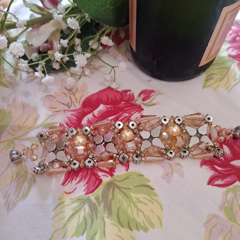 Fabulous statement crystal drop Earrings & complementary Bracelet, bronze tones