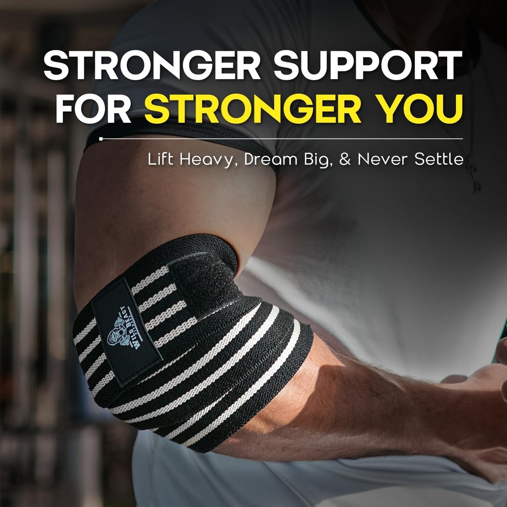 Elbow Wraps for Weightlifting (Pair), Stretchable & Breathable 41" Elbow Comp...