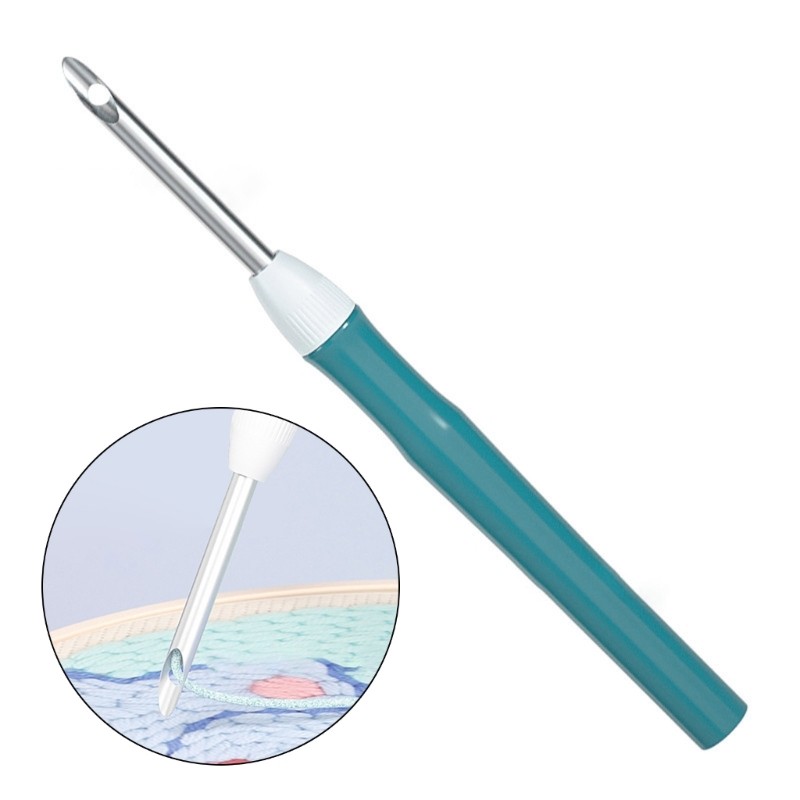 Knitting Embroidery Punch Threader Needle Pen Adjustable Sewing Accessories DIY