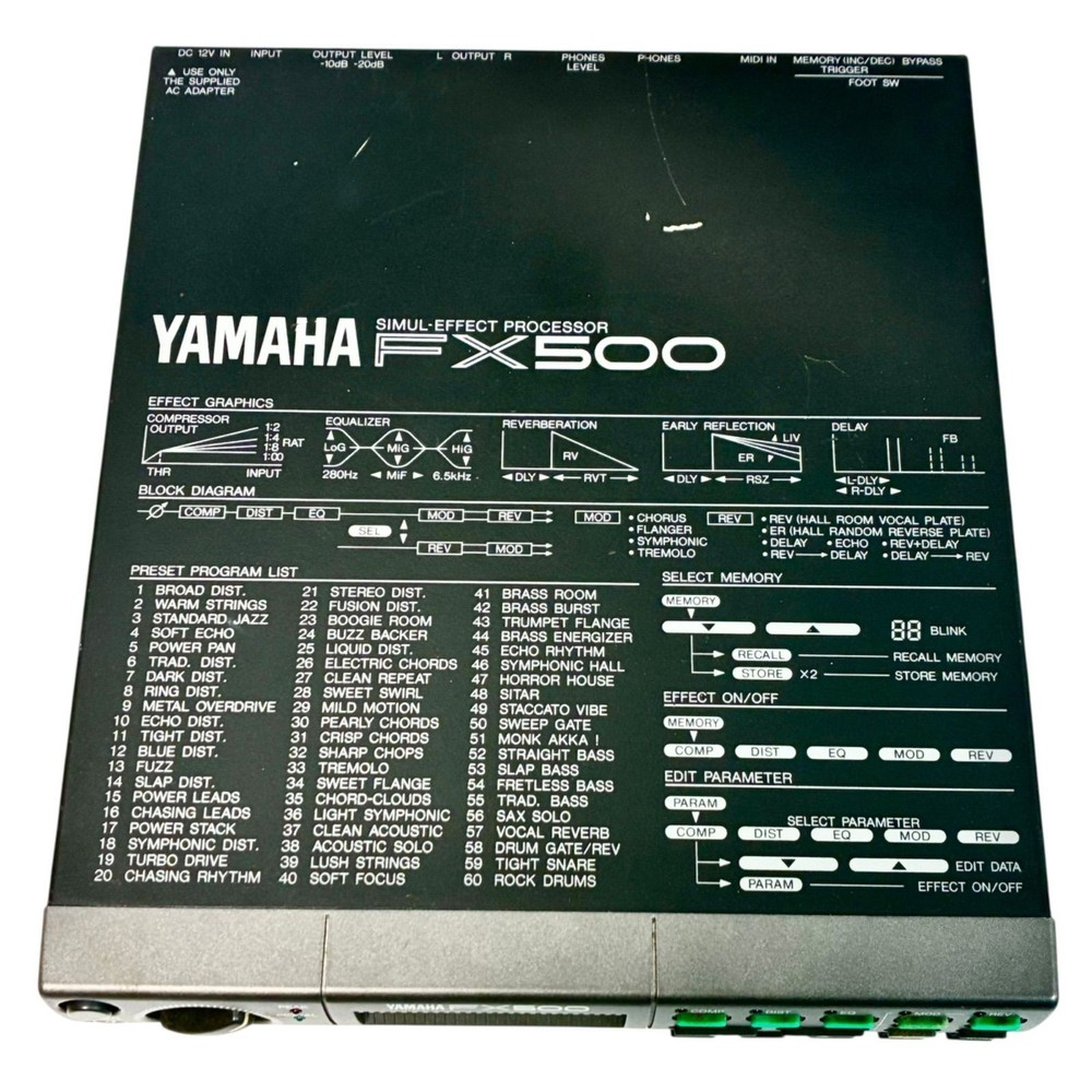 YAMAHA FX500 Simul Effect Processor Effect Rack Unit 100-240V tested Japan