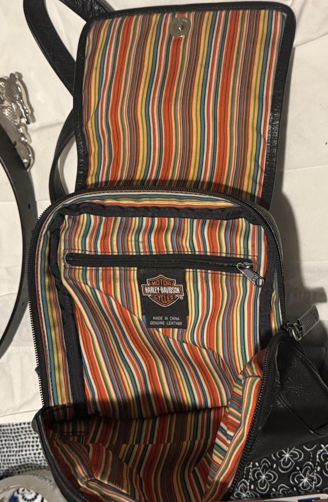 Harley Davidson Leather Backpack Purse Black Mini Backpack Bar Shield Bag