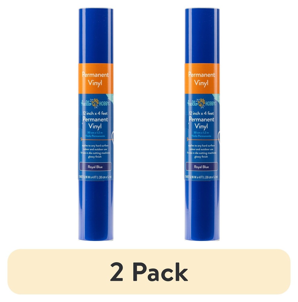 (2 pack) Hello Hobby 12" x 4' Royal Blue Permanent Craft Vinyl Roll