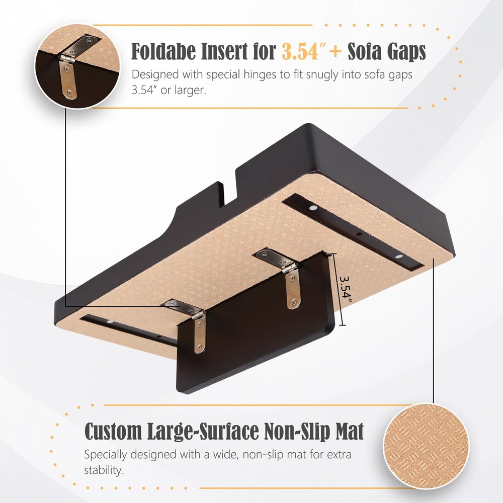 Couch Insert Tray, 2-in-1 Insert & Flat Sofa Organizer with 4 Compartments,Fi...