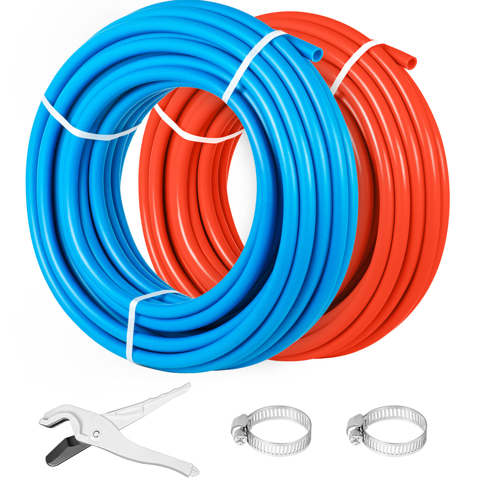 Uimoso 1/2" 2 X 100ft Red & Blue PEX Tubing For Potable Water w/ Cutter & Clamp