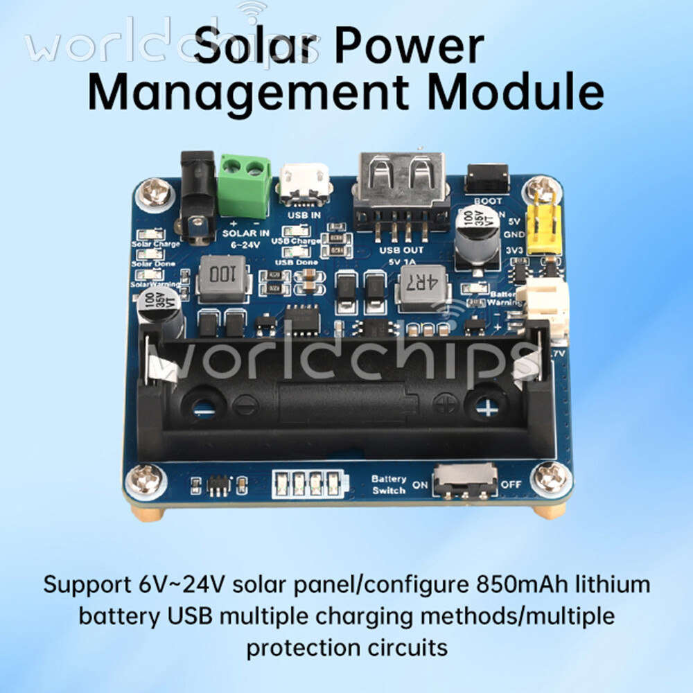 Power Manager Module for 6V~24V Solar Panel Support MPPT USB Battery Charging