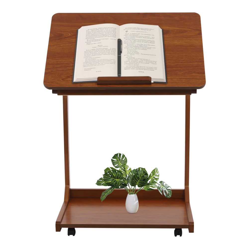 Modern C Shaped Table C Table with 4-Wheels Couch Table C-Shaped End Table Home