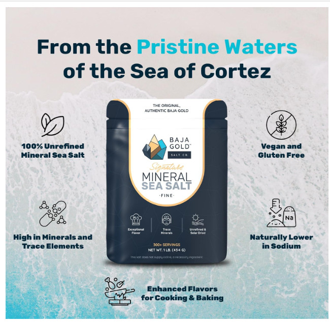 Baja Gold Mineral Sea Salt, Fine Grind, 1 Lb. Bag