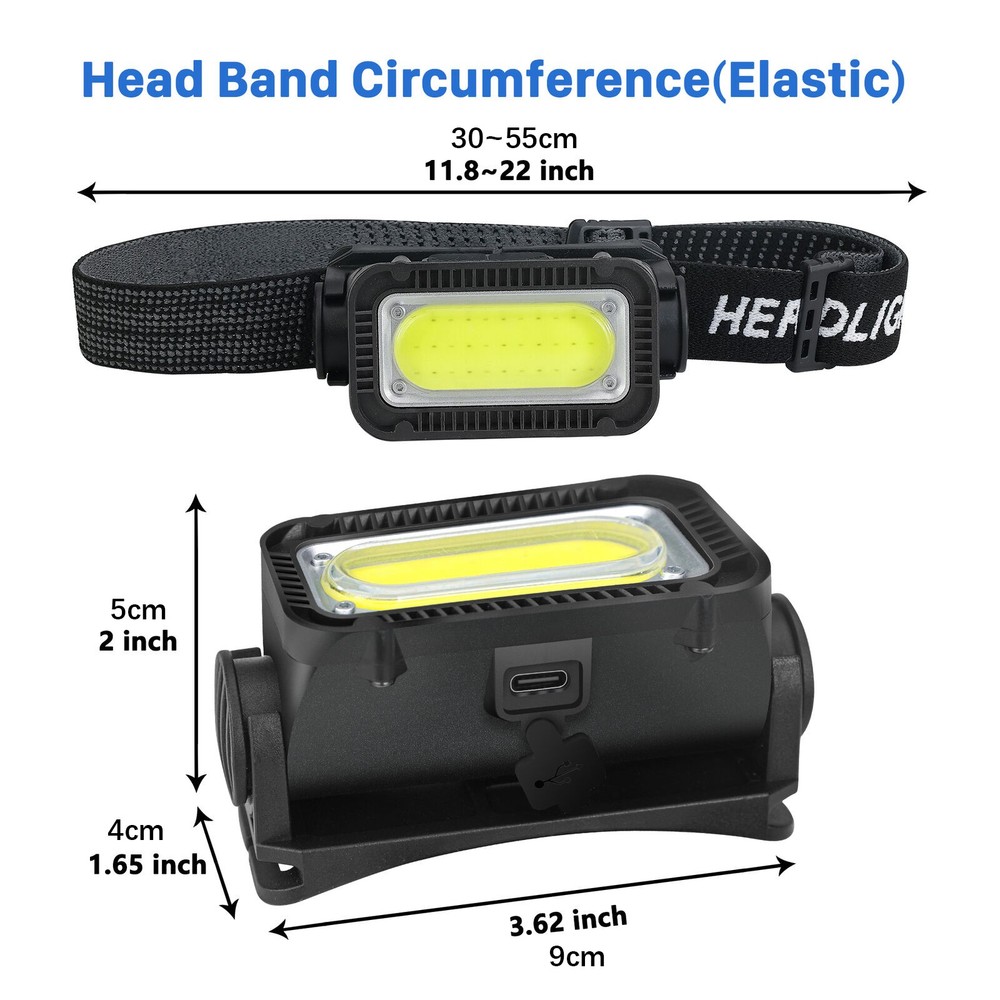 New USB Rechargeable LED Headlamp Headlight Lamp Flashlight W/ Charging Cable