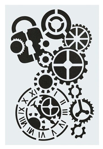 6.5"x10" Plastic Stencil - Cogs & Gears (SN290)*****