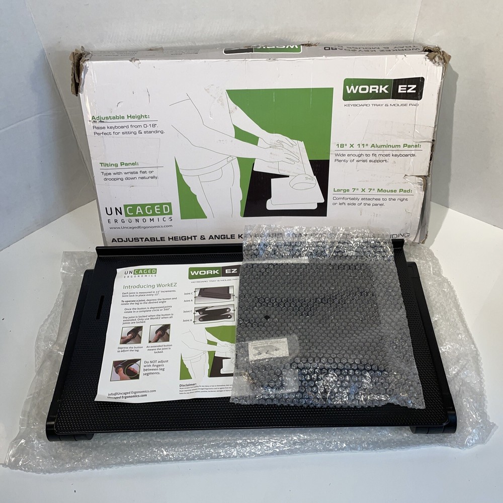 WorkEZ Keyboard Tray Adjustable Height Angle Tilt Sit Stand up Computer Riser