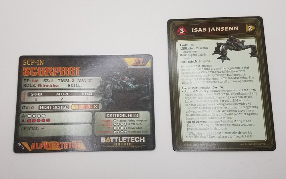 Battletech Gothic - Scorpion *Mech & Cards*