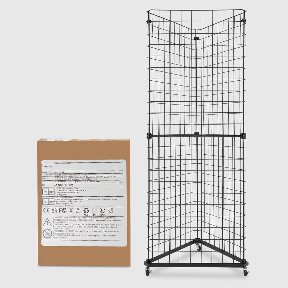 Wire Grid Panel Tower Triangle Display Stand Wire Grid Display Rack Organizer