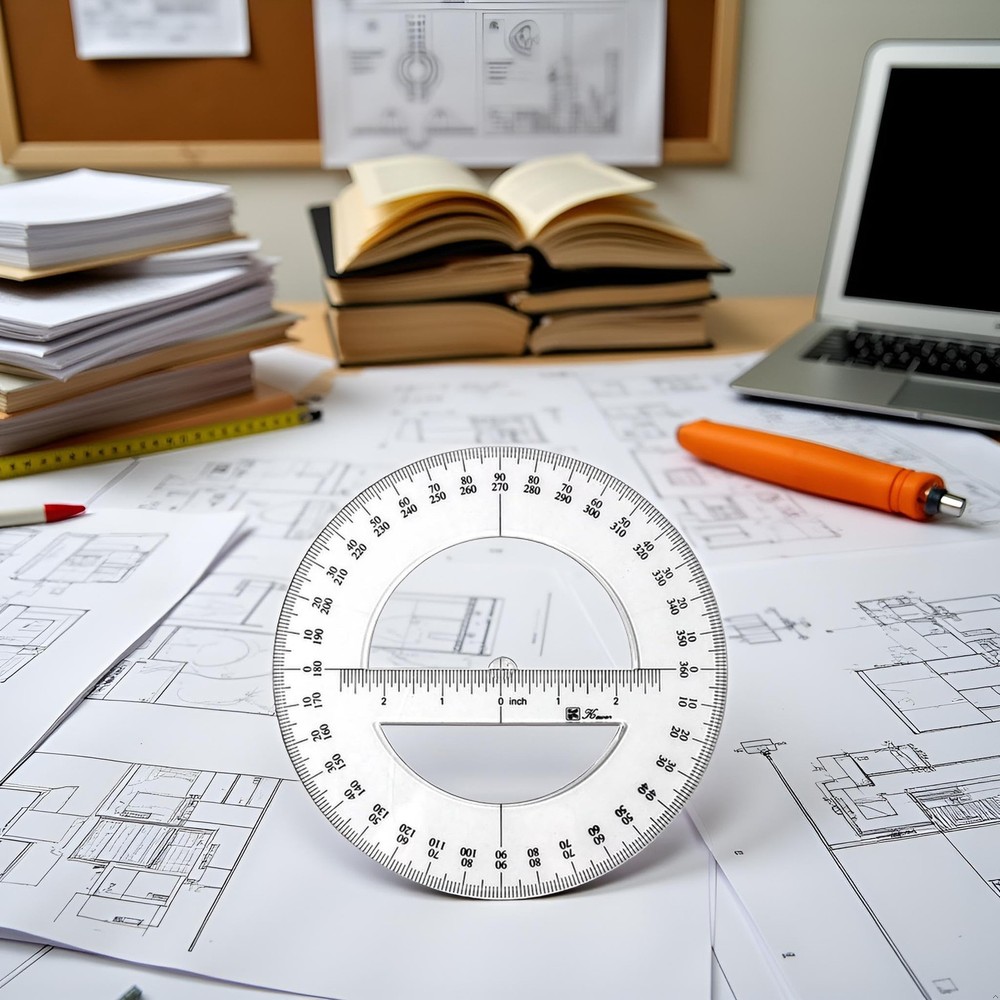 360 Degree Protractor Ruler 6 Inch Round Circle Protractor for Math Geometry
