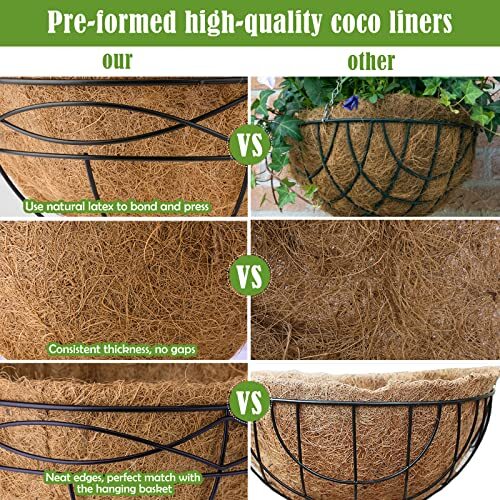 2 Pack 16 Inch Round Replacement Coco Liners for Hanging Basket 16 inch2 Pack