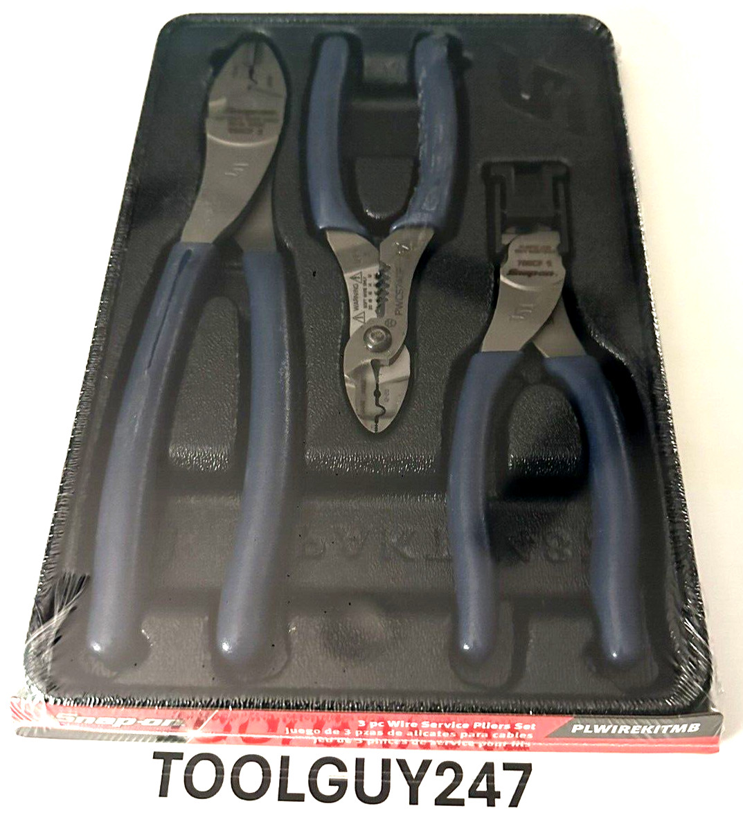 SNAP ON TOOLS USA 3Pc POWER BLUE Soft Grip Wire Service Pliers Set PLWIREKIT MB+
