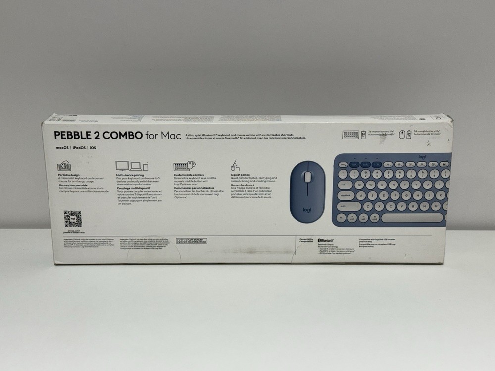Logitech Pebble 2 Combo for Mac, Bluetooth Keyboard and Mouse Slim, Quiet - Blue