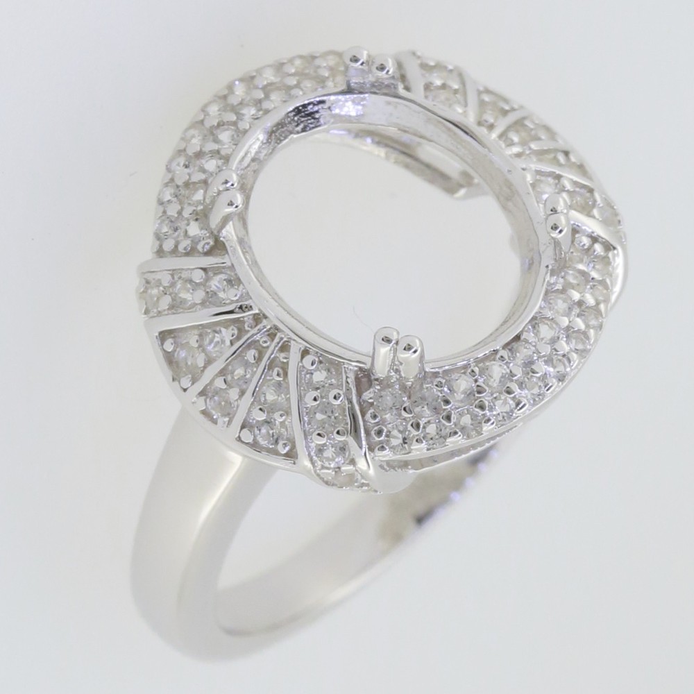 Sterling Silver Semi Mount Ring Setting RD 8x8mm White Topaz