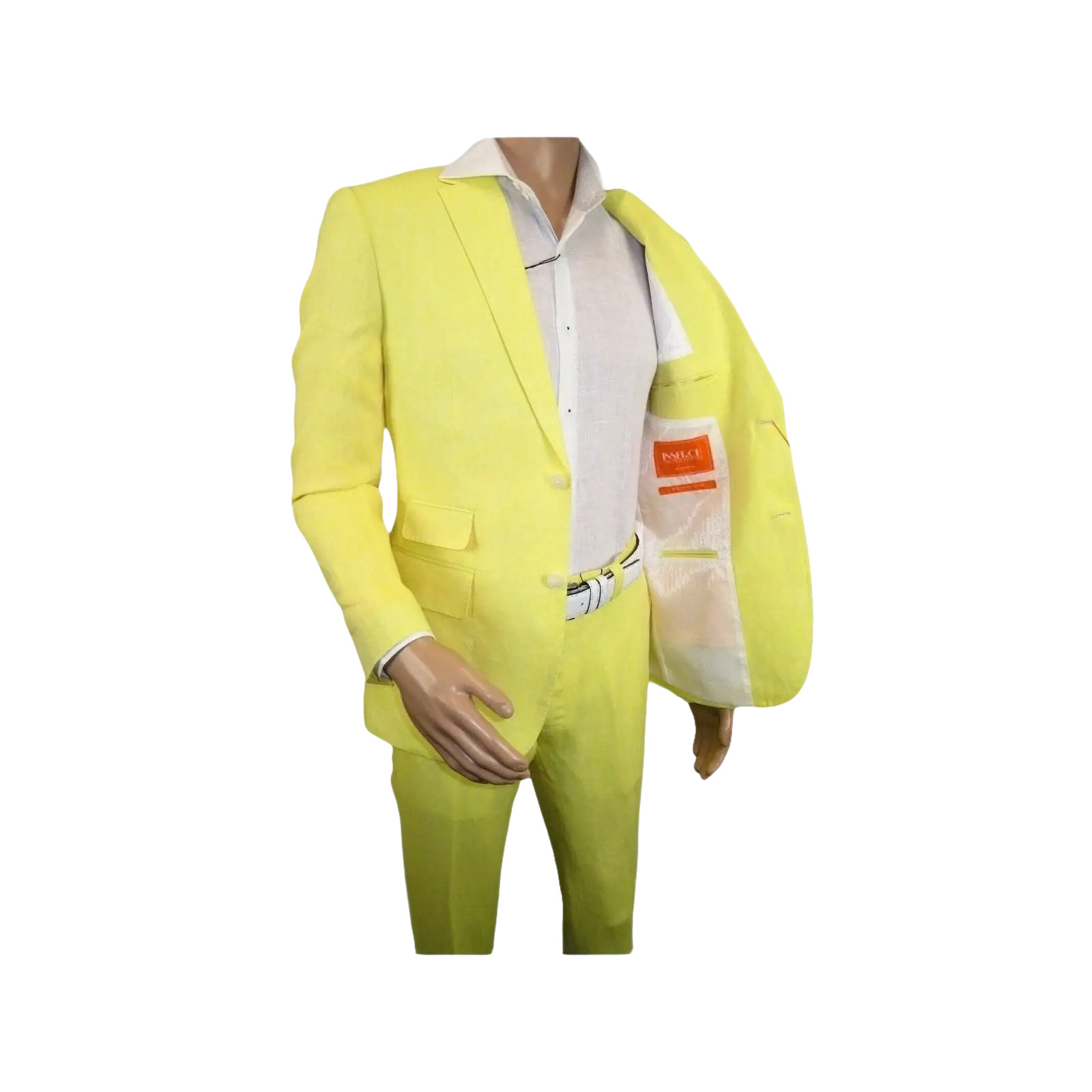 Men Premium 100% Linen Cocktail Suit by INSERCH Breathable and cool SU880 Yellow