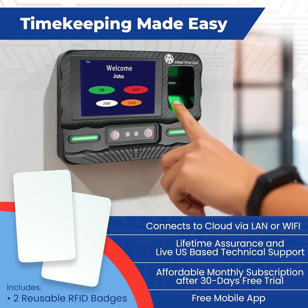 Biometric Time Clock for Employees Attendance - Subscription Clock in Machine