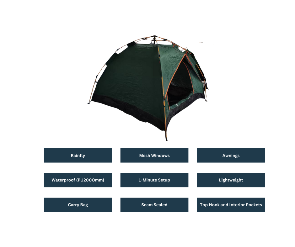 2-3 Person Automatic Camping Tent Hiking Instant Canopy Pop-up Tent Waterproof