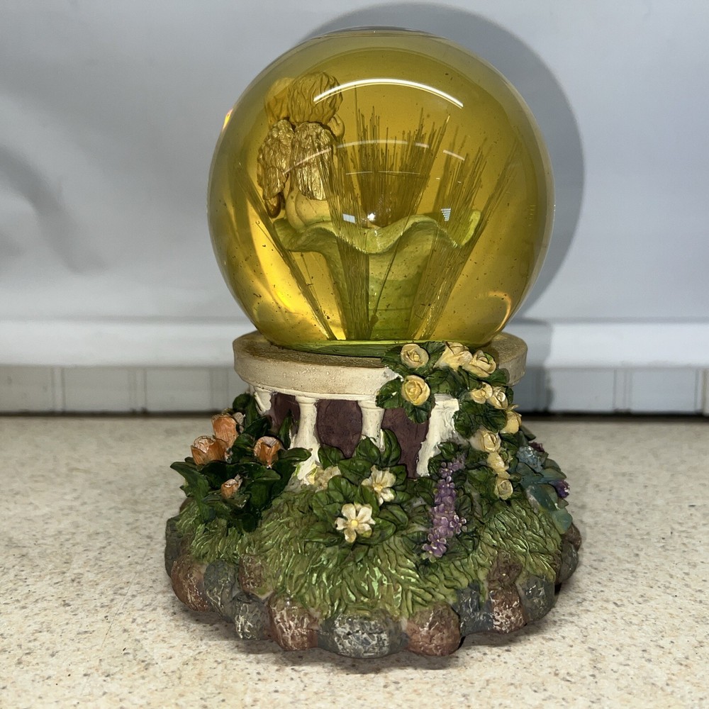 Snow Globe 2 Angels Sitting On A Flower