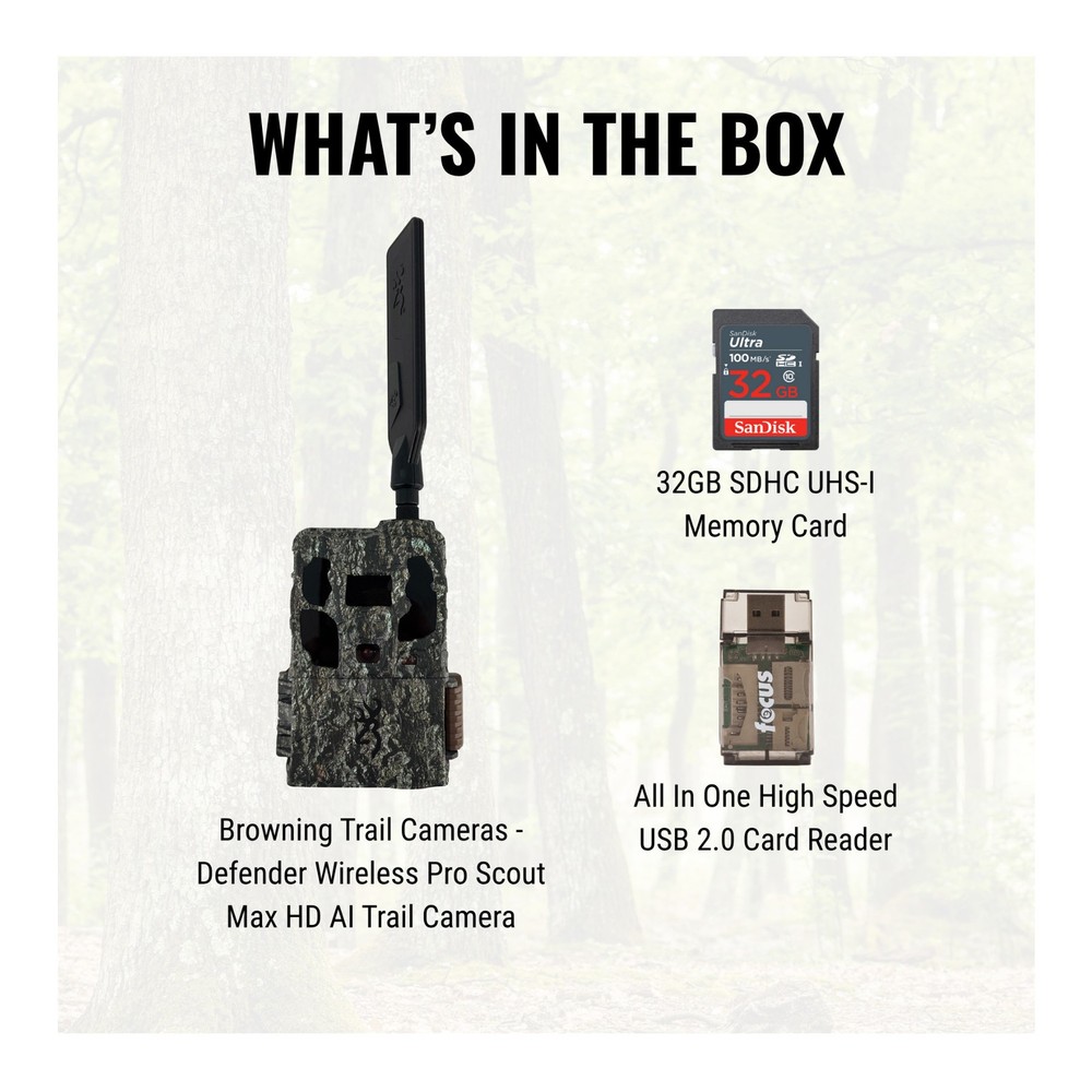 Browning Defender Wireless Pro Scout Max HD Trail Camera Bundle HUNTING