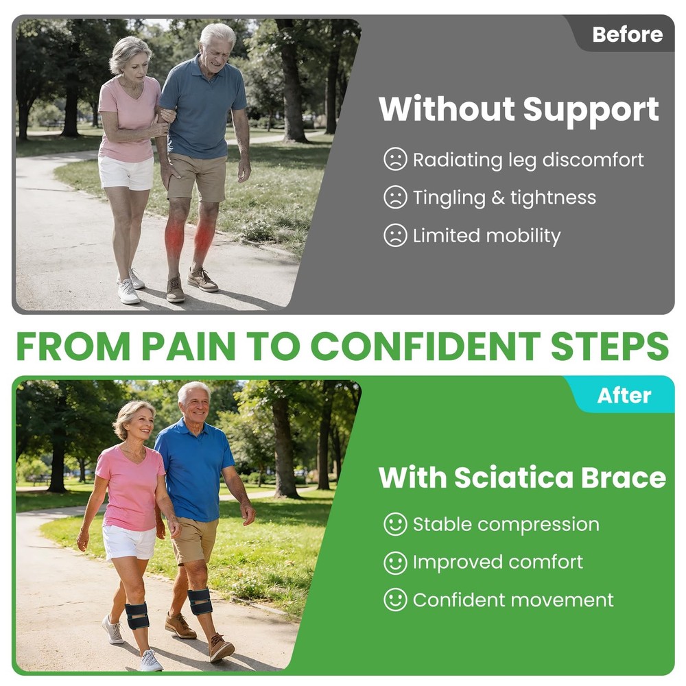 Sciatica Pain Relief Devices Sciatic Nerve Brace with Dual Adjustable Pressu...