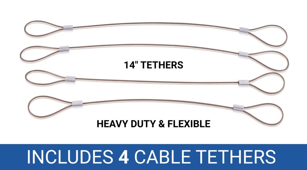 CableTether.com Universal Cable Tether 4 Pack - Adjustable, Pre-Assembled