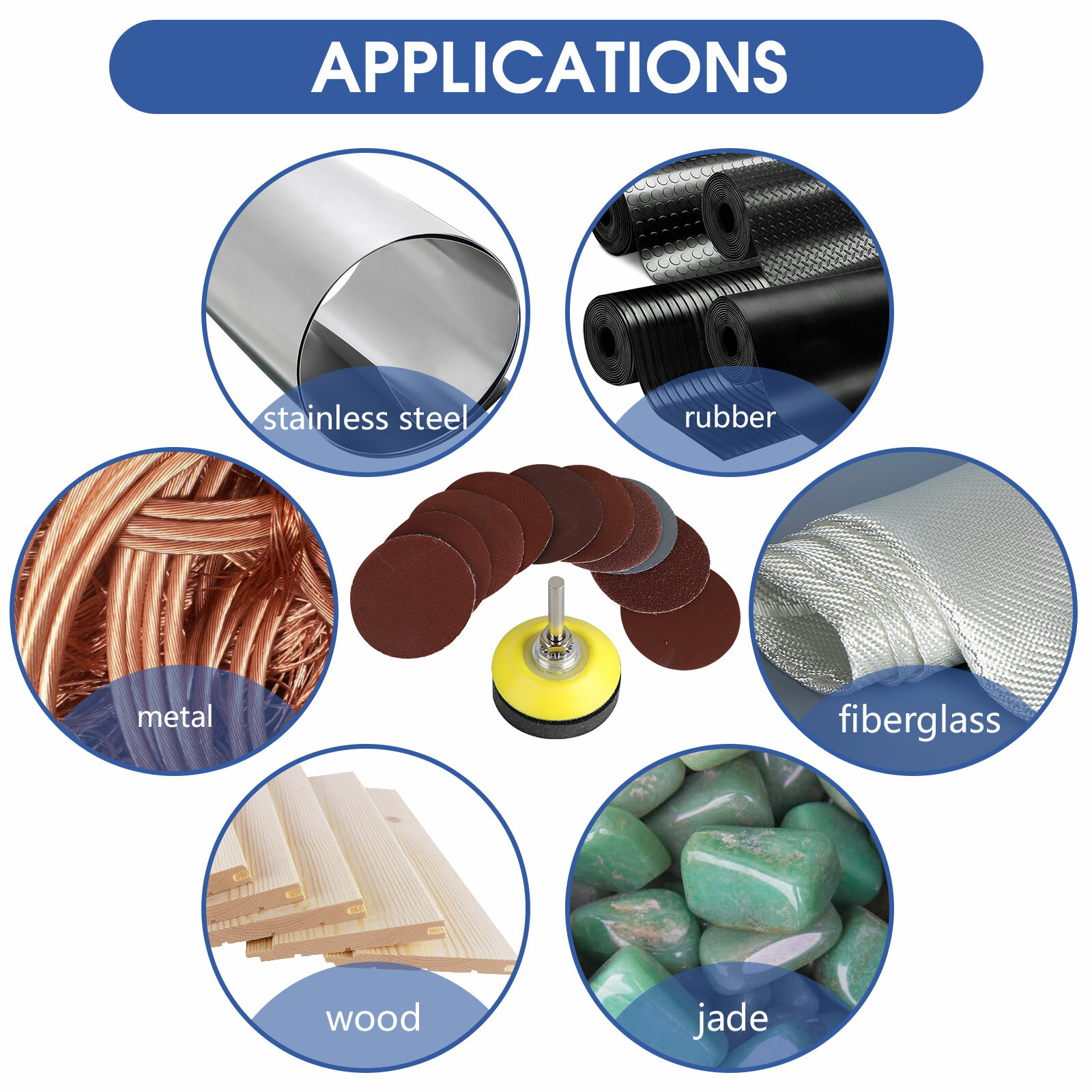 100pcs 2Inch 80-3000 Grit Mixed Sander Sanding Discs Pads Hook & Loop Sandpaper