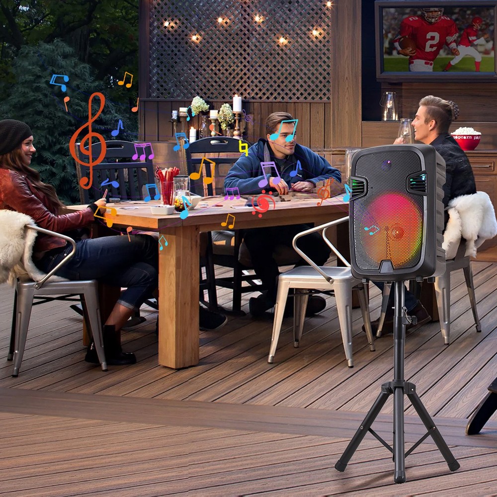 Bluetooth Speaker System 12 Inch Subwoofer with Stand Includes Mic/Guitar Input