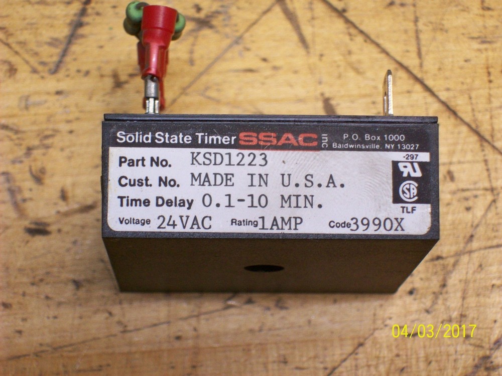 SSAC SOLID STATE TIMER TIME DELAY 0.1-10 MINUTE 1 AMP 24VAC , KSD1223