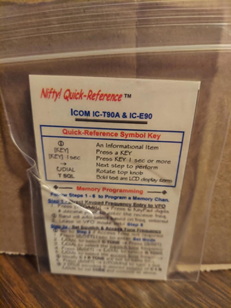 Nifty! Quick-Reference   ICOM IC-T90A & IC-E90         ~~~NEW!!~~