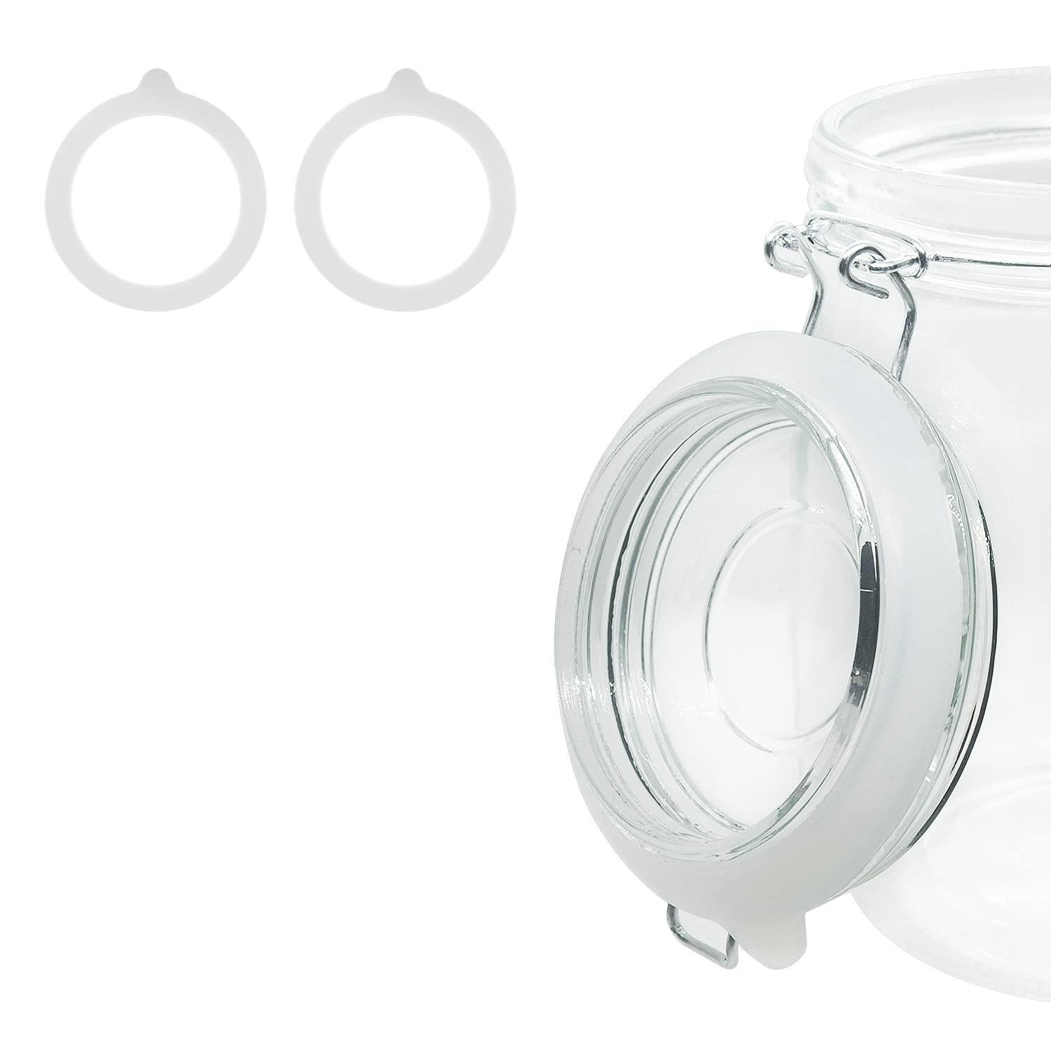 2 Piece Rubber Seal Ring for Glass Jars, Airtight Silicone Replacement Gasket